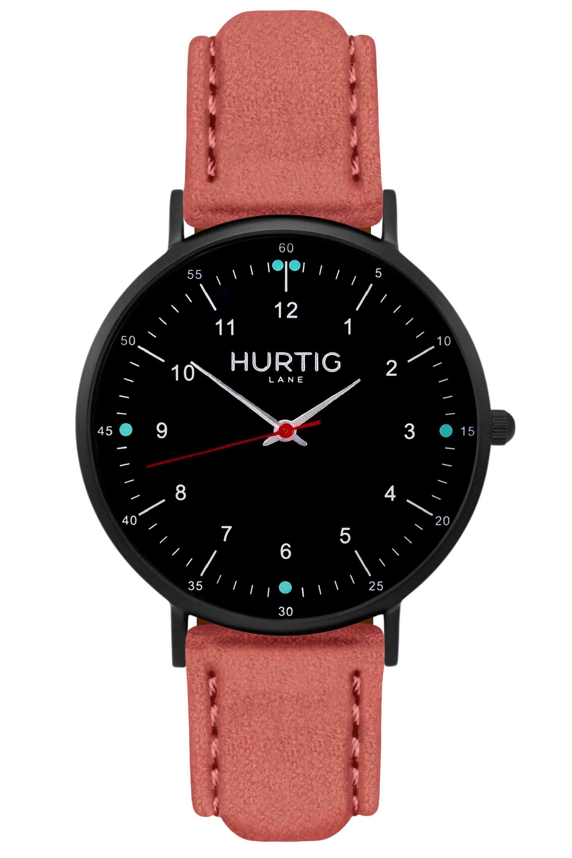 Hurtig Lane  Horloge Moderna Suède Zwart & Koraal