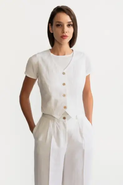 De IONESCU  Gilet Figa Linnen Wit