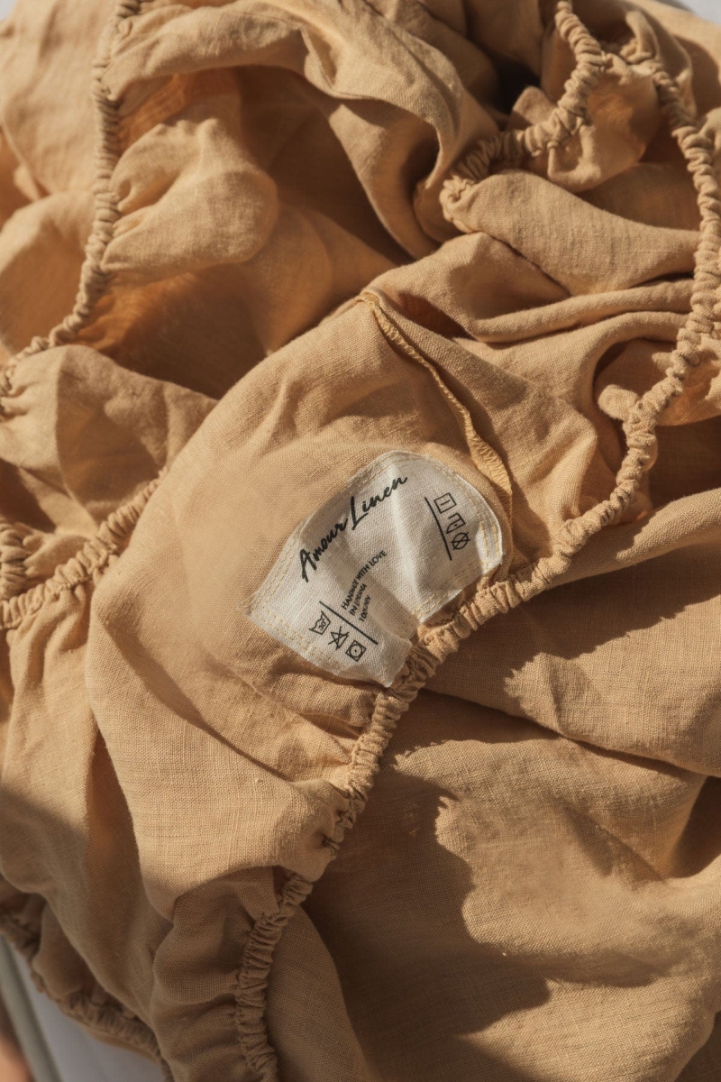 AmourLinen  Getailleerde Hoeslaken Mosterd