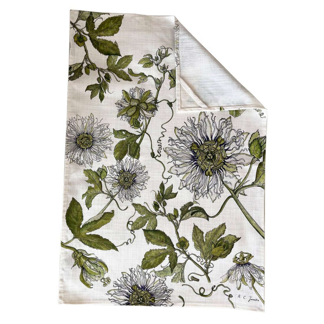 Floral Tea Towel Cotton - Passionfruit