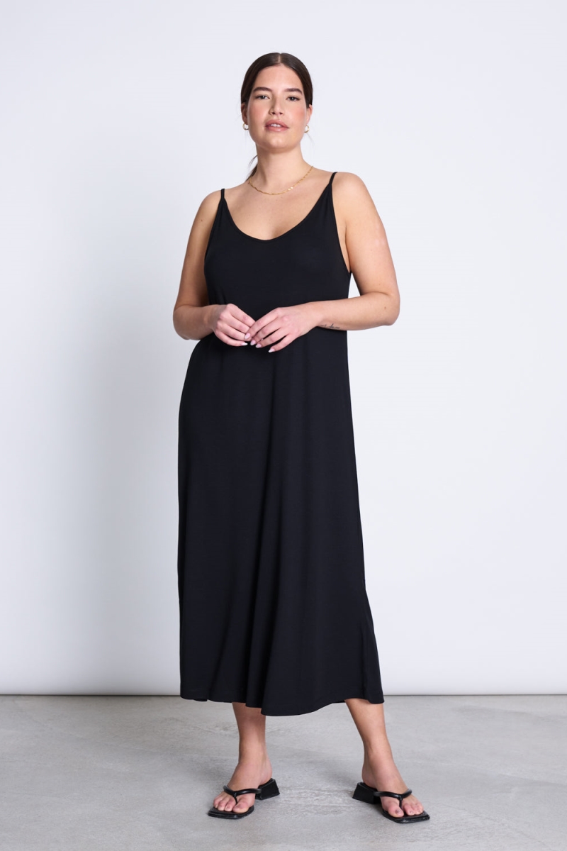 JAN 'N JUNE  Midi Jurk Driehoek Zwart