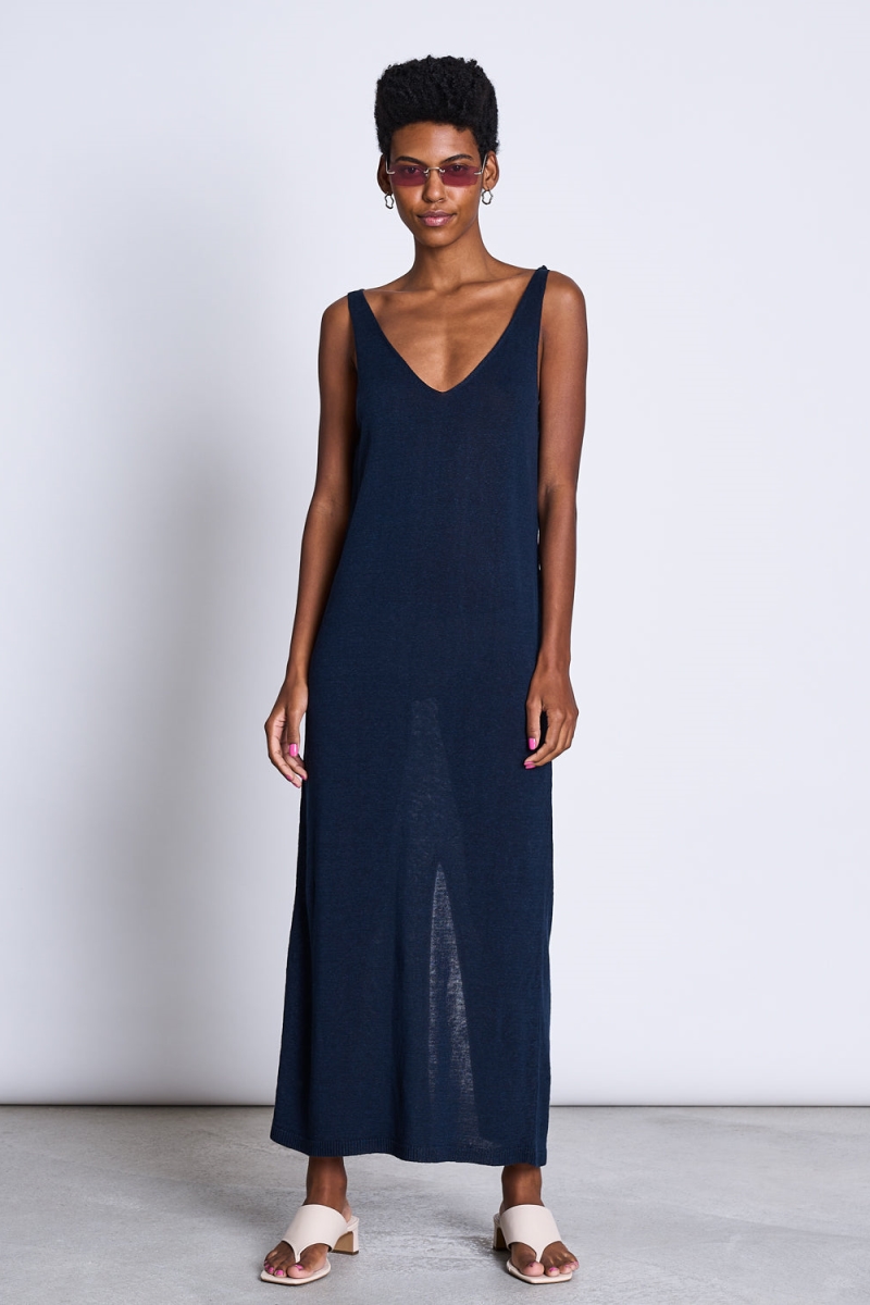 JAN 'N JUNE  Gebreide Jurk Kasilda Donker Denim Blauw