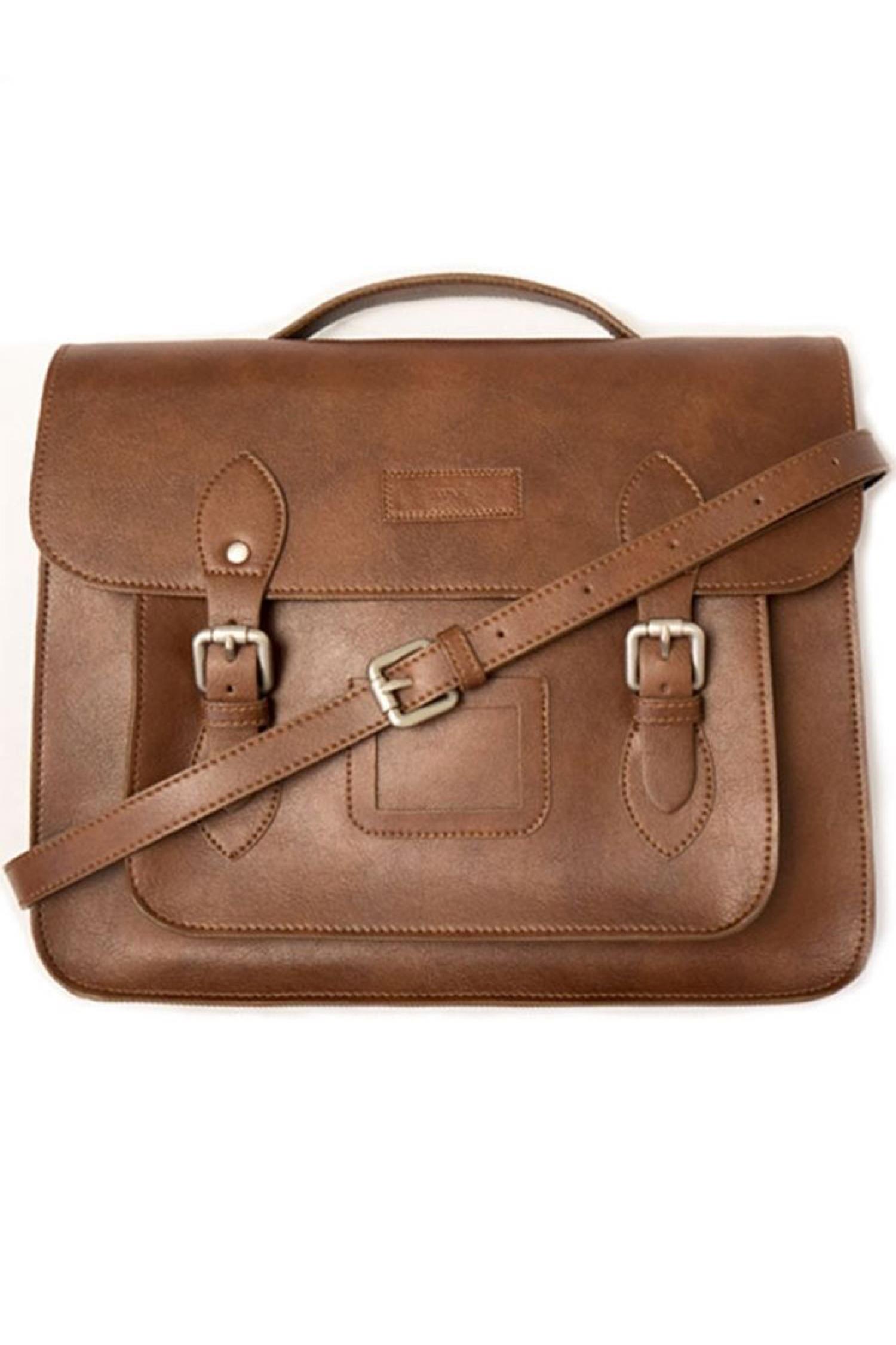 Will's Vegan Store mannen vegan Satchel Classic 14 Inch Bruin