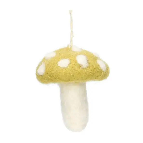 Hanger paddenstoel, vilt, groen met witte stippen
