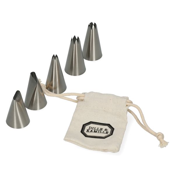 Spuitmondjes assortiment, rvs, set van 5