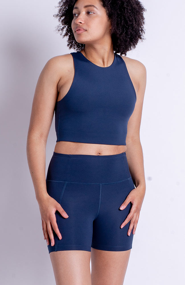 Compressive high-rise run shorts midnight