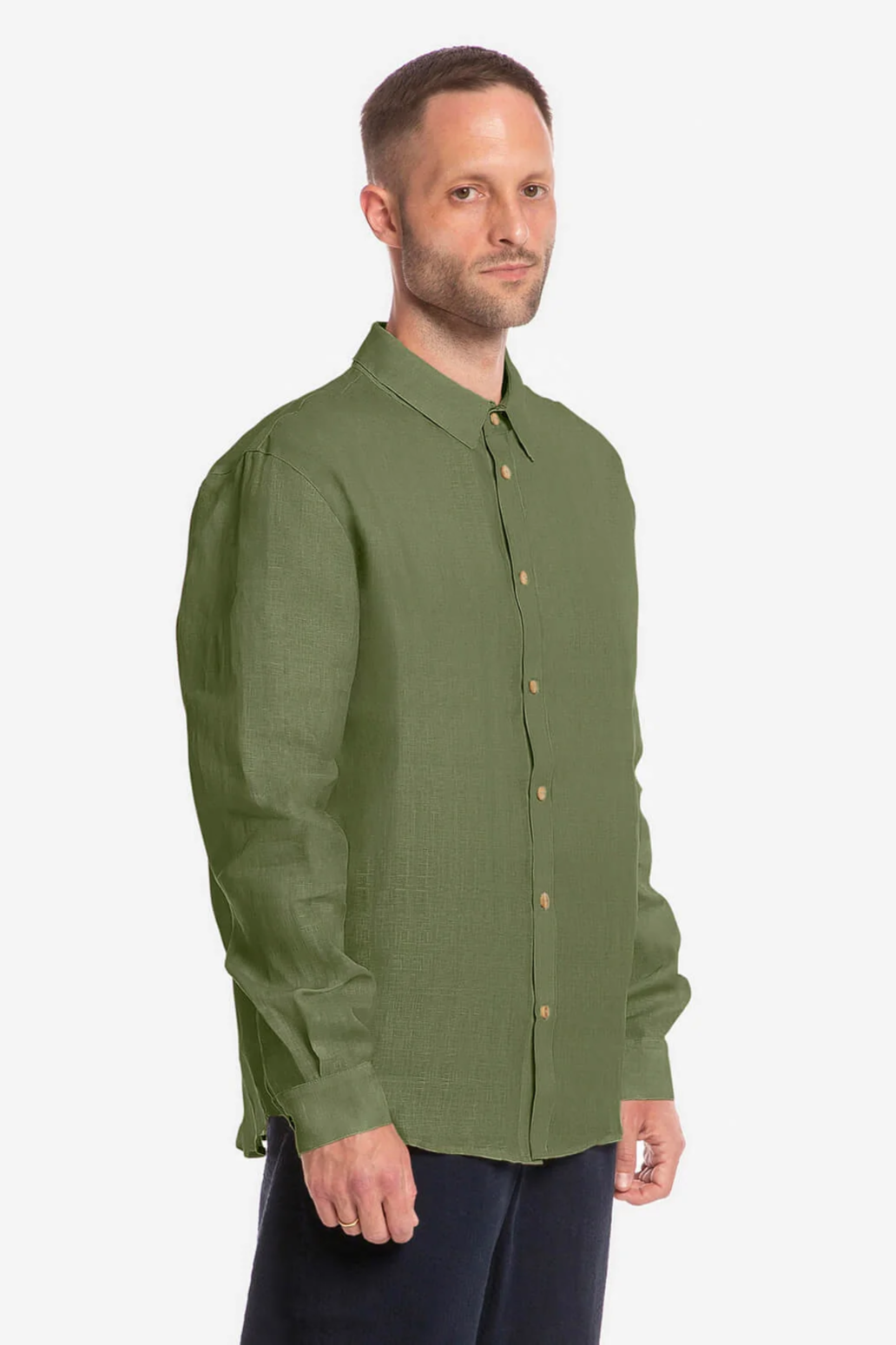 MATONA mannen vegan Casual Olijfgroen Overhemd