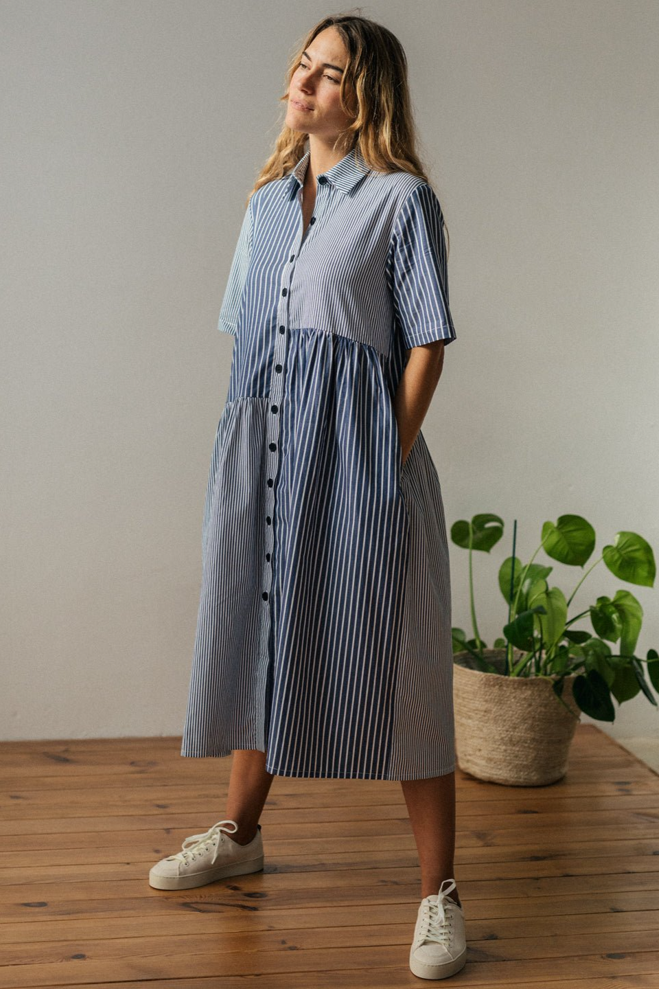 TWOTHIRDS  Jurk Ratti Blauw Gestreept