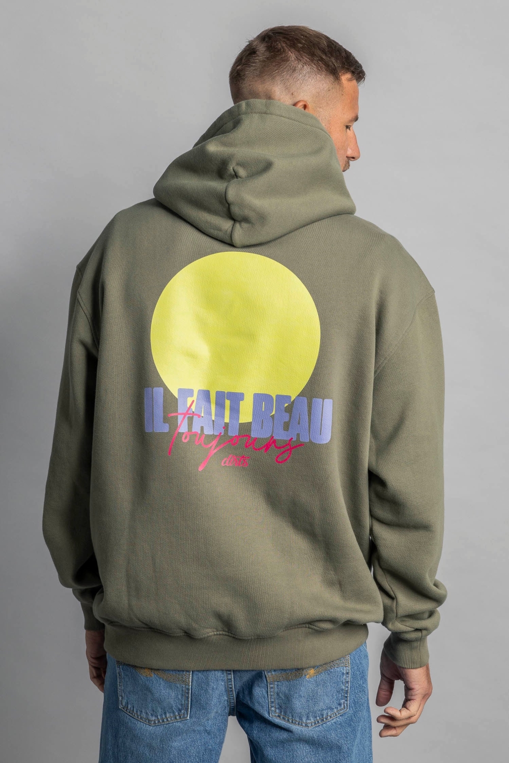 DIRTS mannen vegan Hoodie Oversized Il Fait Beau Dusty Olive