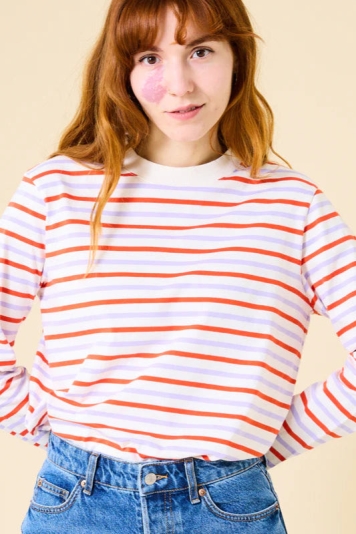 Jyoti - Fair Works  Longsleeve Popeia Gestreept Rood/Paars/Wit