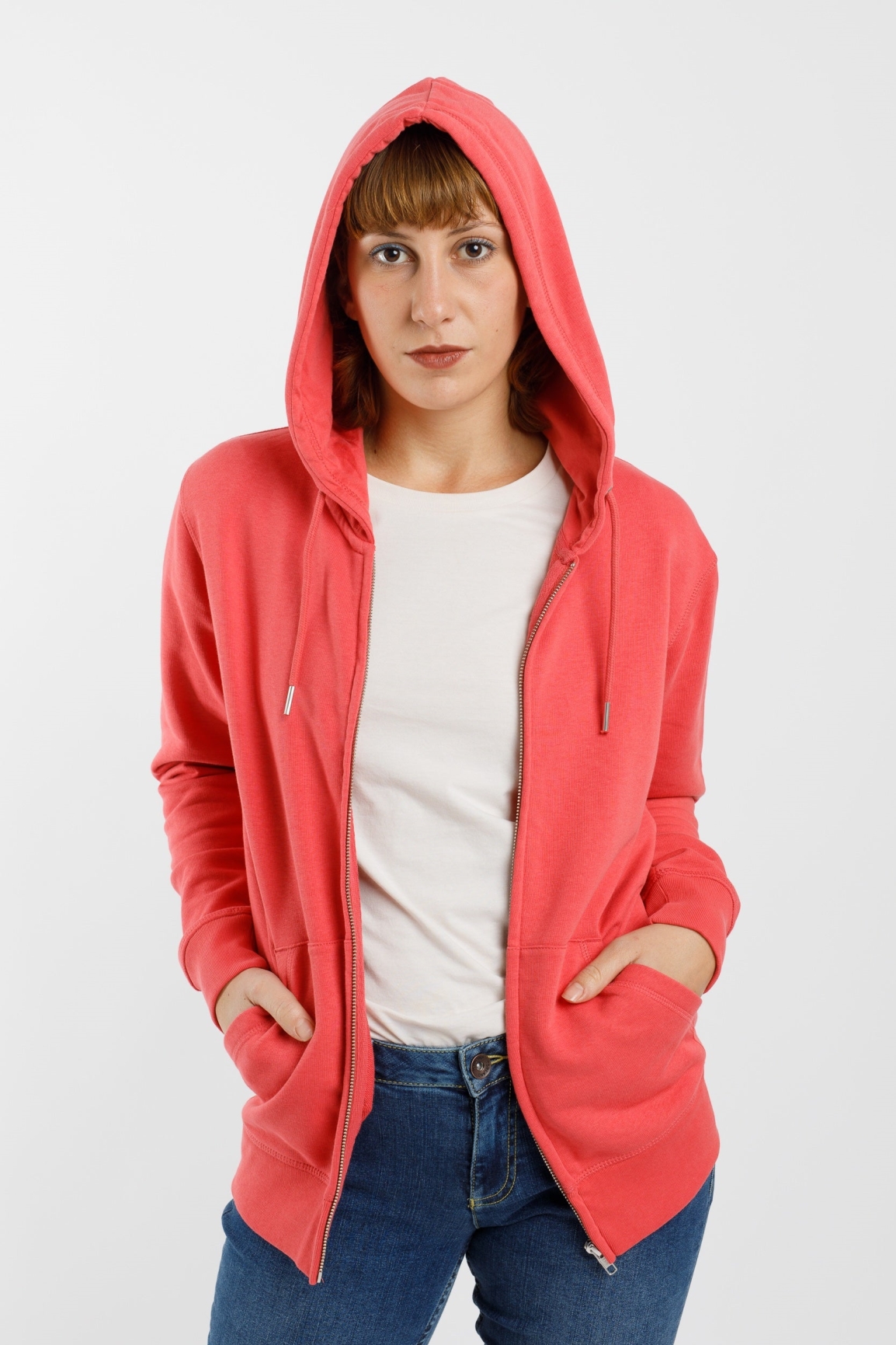 TORLAND mannen vegan Zip Hoodie Connector Karmijnrood