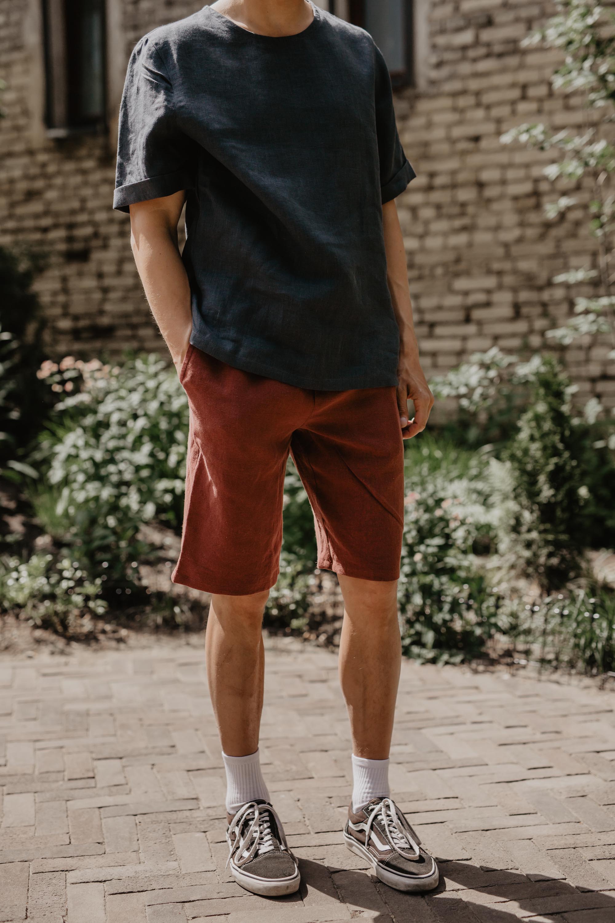 AmourLinen mannen vegan Linnen Top Atlas Mosterd
