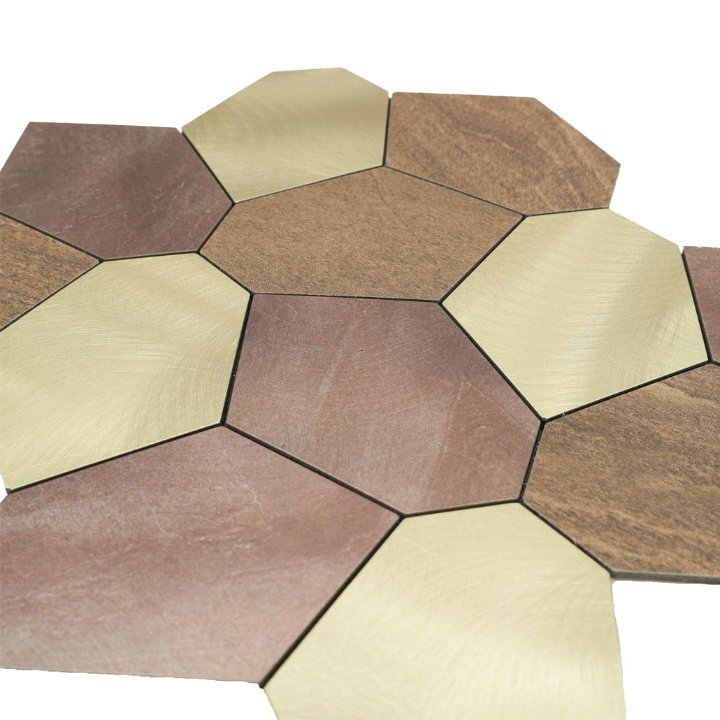 Zelfklevende Mozaïektegels Metaal | Polygoon Goud | 30×26,2 cm | Keuken, Bad & WC