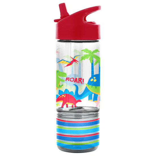 Sip & Snack bottle Red Dino - Dinosaurus drinkfles met snackbakje van Tritan
