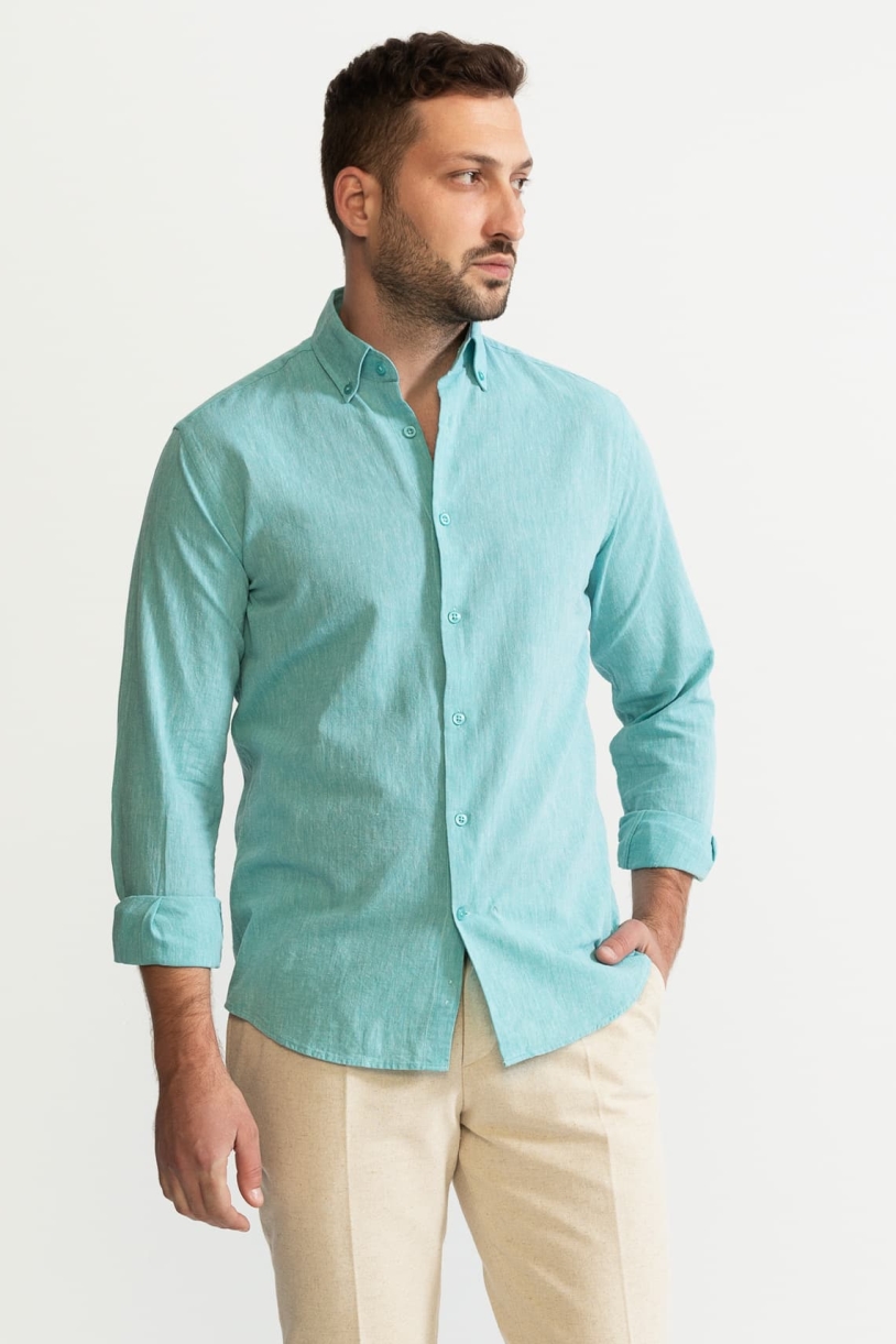 De IONESCU mannen vegan Shirt Godeanu Aqua