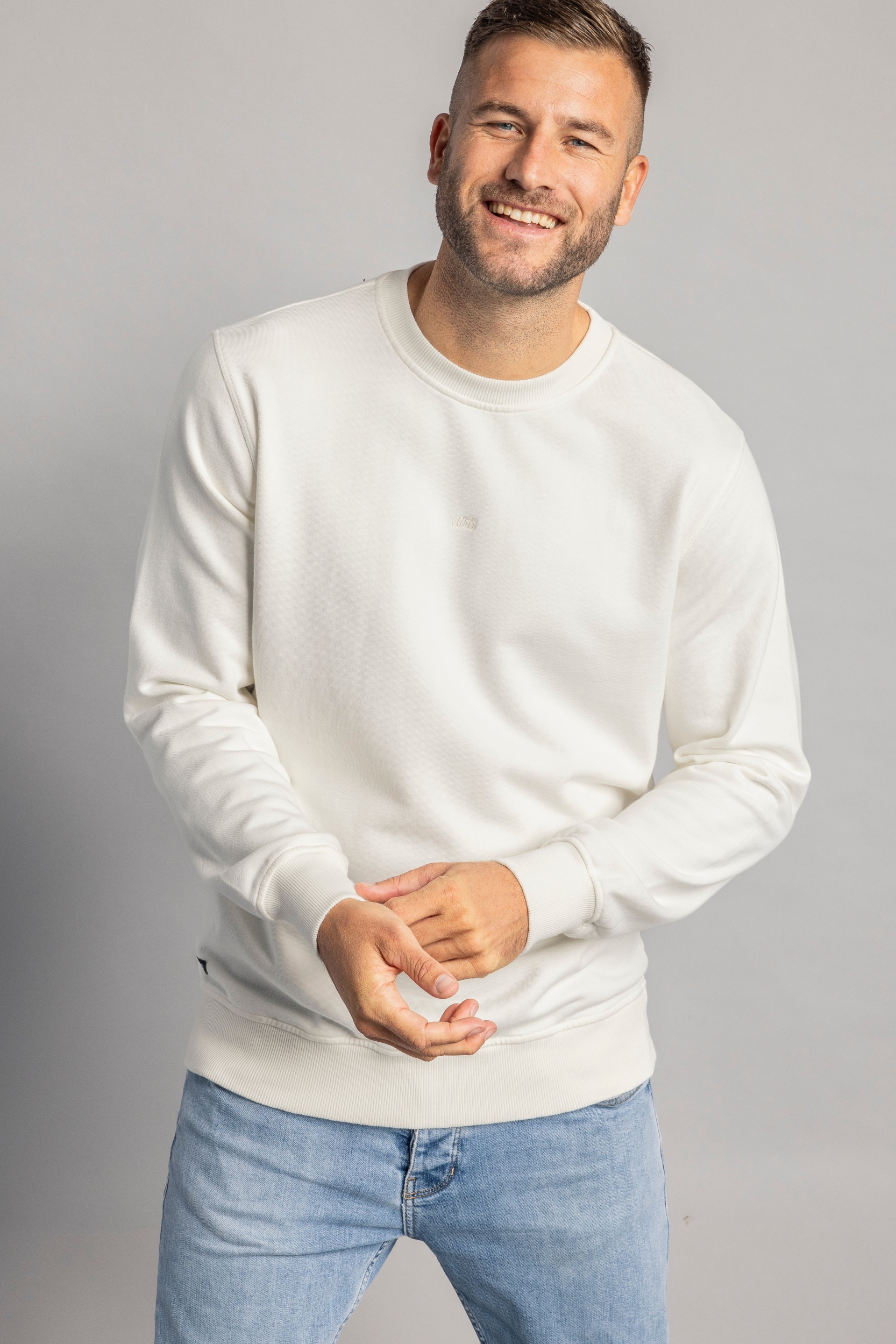DIRTS mannen vegan Logo Met Ronde Hals, Unisex Gebroken Wit