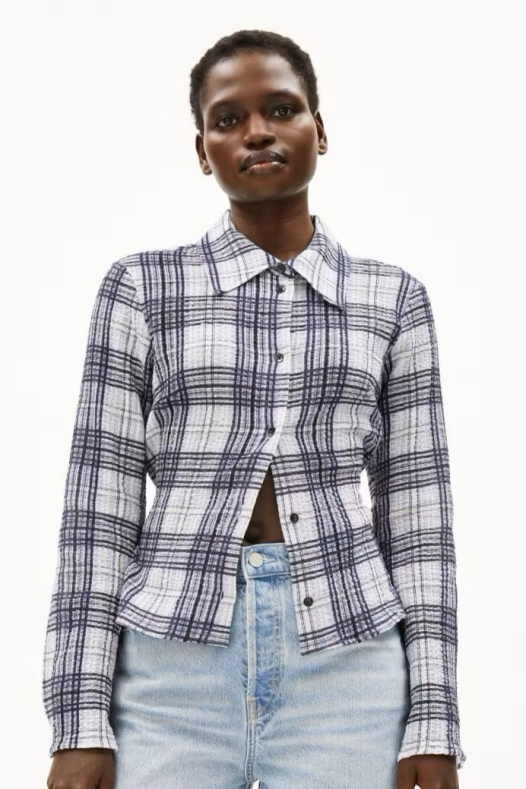 ARMEDANGELS  Blouse Fjaania Geruit Blauw