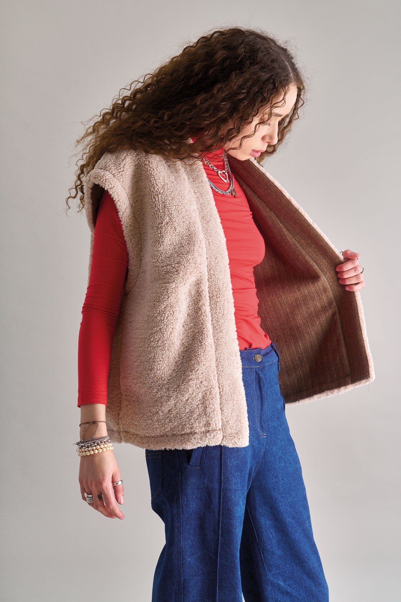 KOMODO  Vest Omkeerbaar Georgie Zand Beige/Bruin
