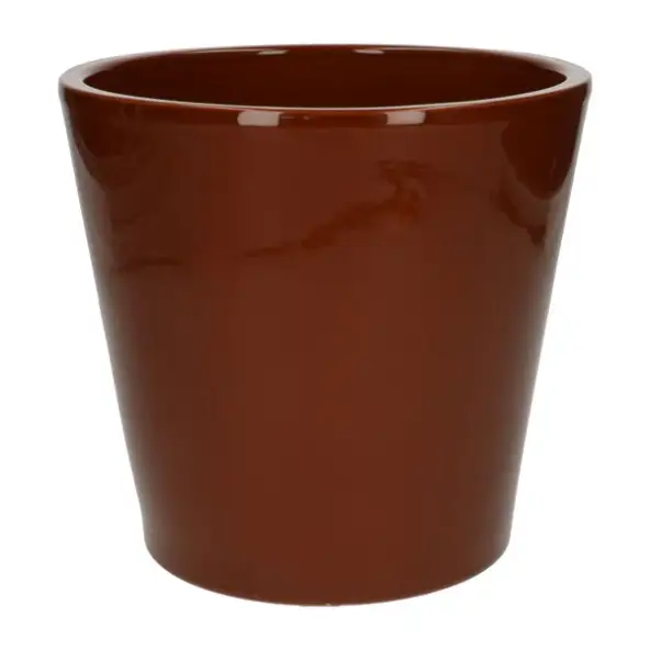Bloempot, aardewerk, cognacbruin, Ø 20 cm