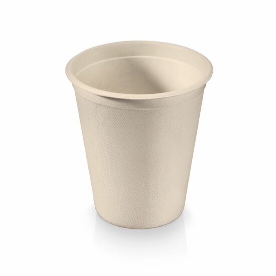 Suikerriet koffiebeker 240ml. Plasticvrije bekers in pak van 50 stuks.