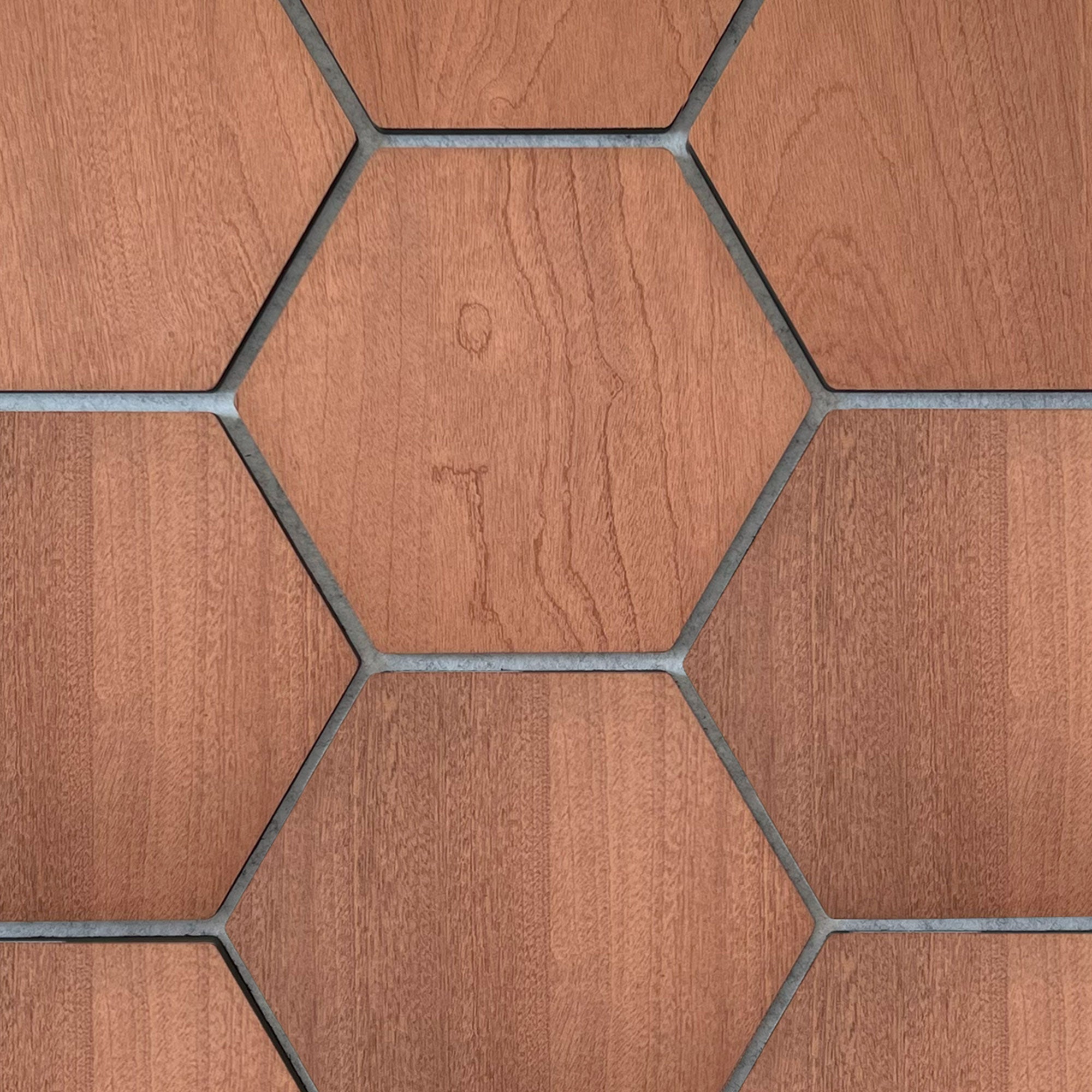 Sample - Hexagon Panel Gerookt Eiken met Grijs Vilt