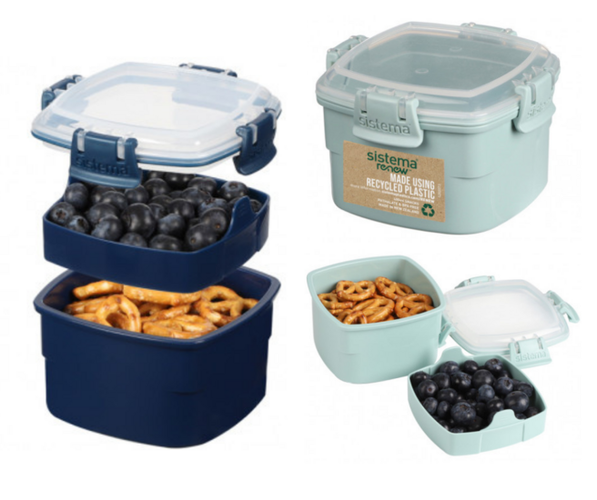 Sistema Renew rPET snackbox 400ml - Donkerblauw of Mint