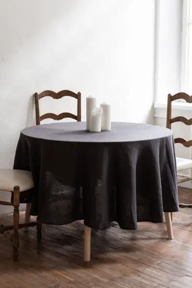 AmourLinen  Tafelkleed Rond Antracietgrijs