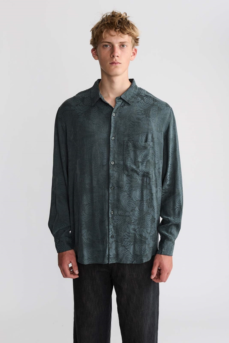 Yahmo mannen vegan Shirt Hans Eclipse Blauw