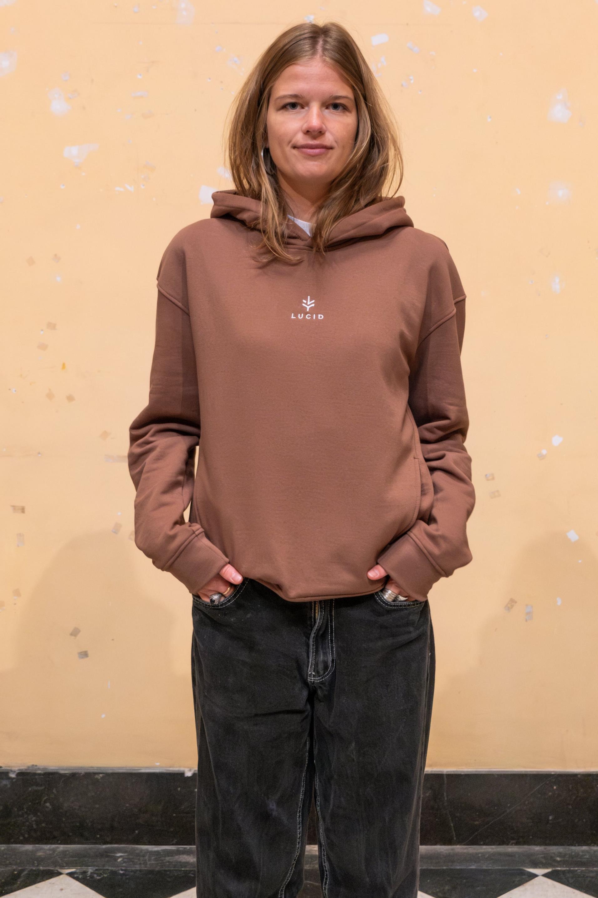 Lucid Collective mannen vegan Hoodie Ease Bruin