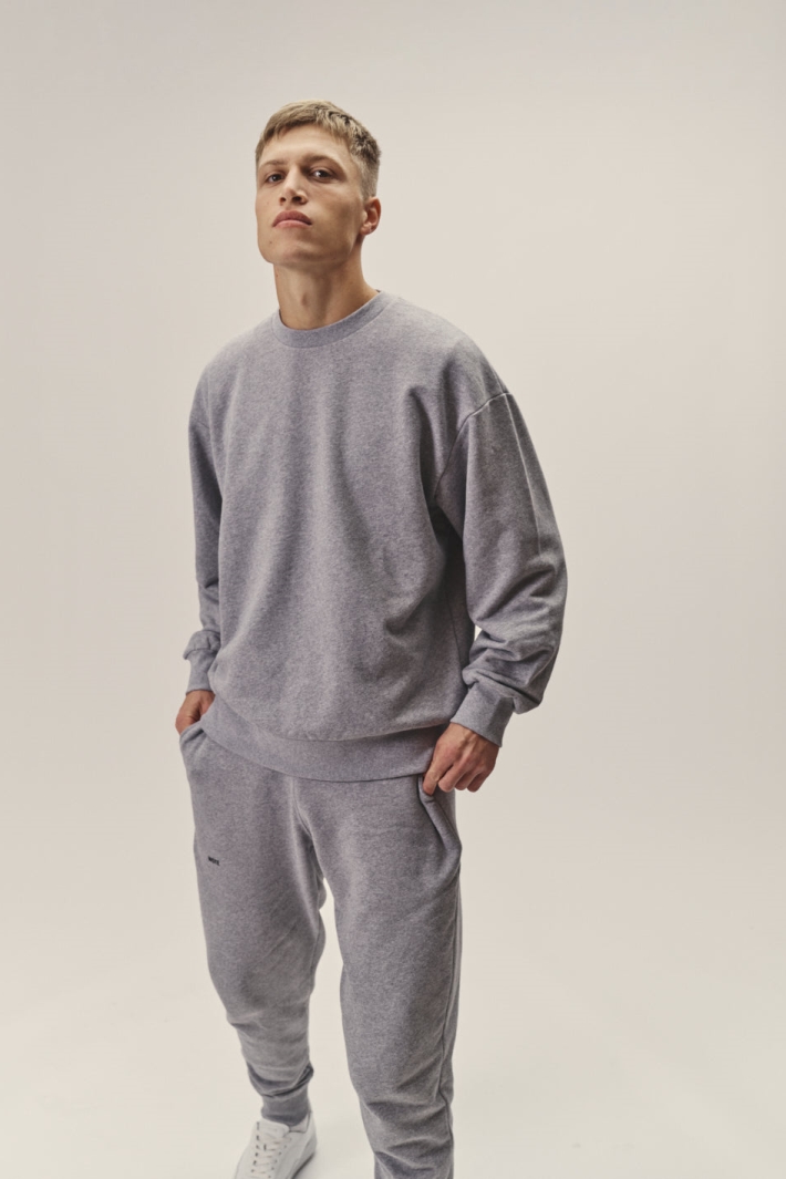 WOTE mannen vegan Oversized Sweatshirt Grijs GemÃªleerd