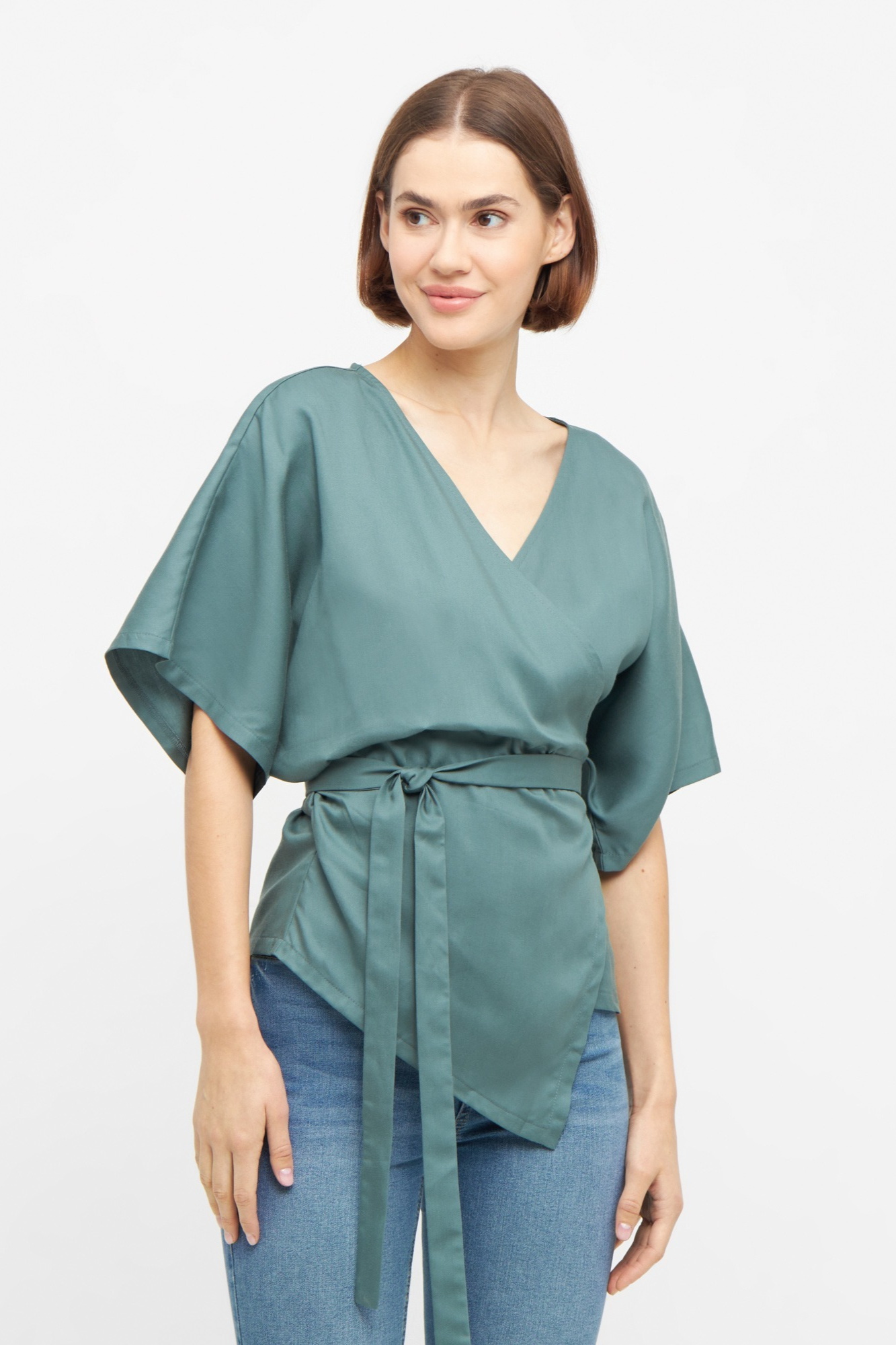 WiDDA  Wikkelblouse Aqua Turquoise