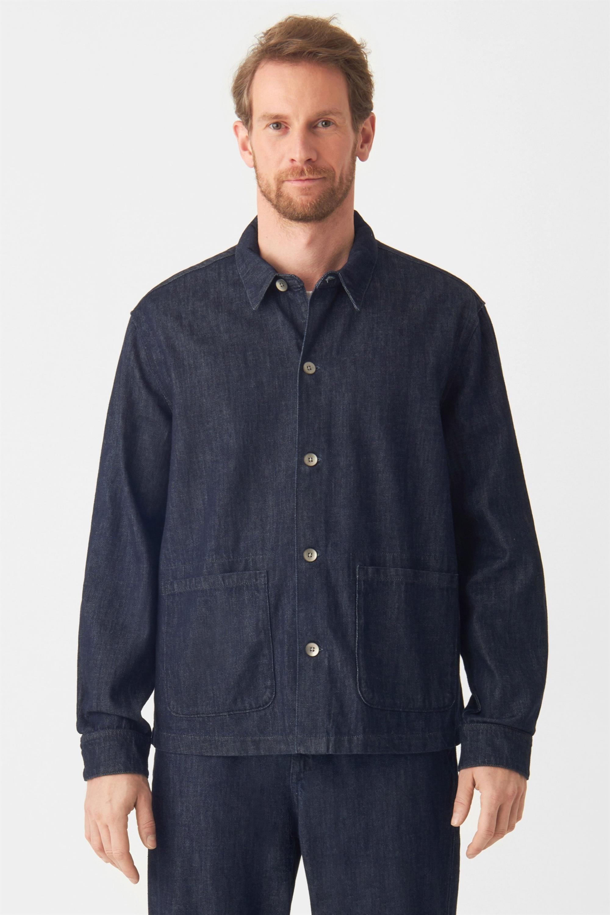 Dawn mannen vegan Jas Sorry Shacket Blauw