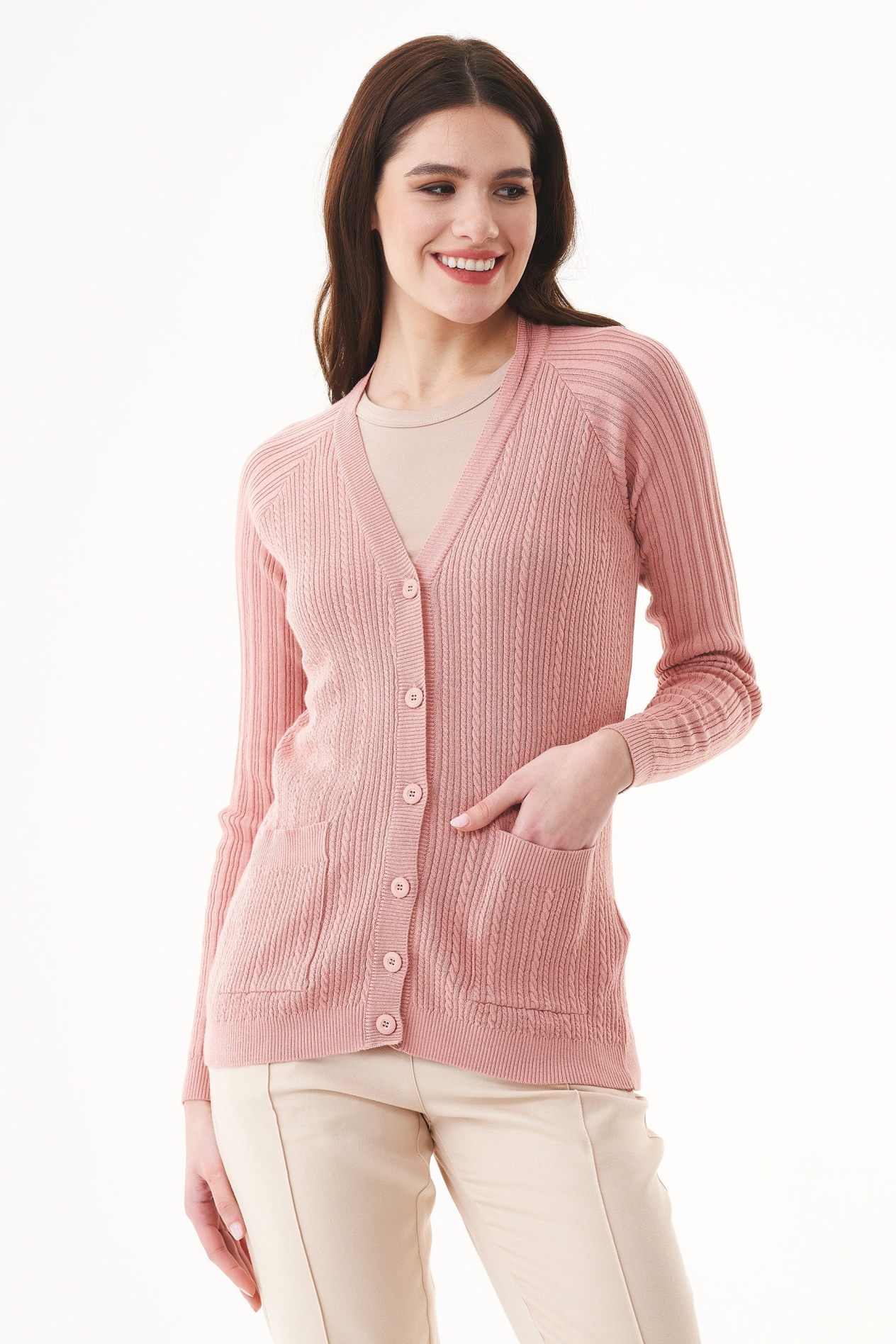 ORGANICATION  Vest Met Knopen Dusty Blush
