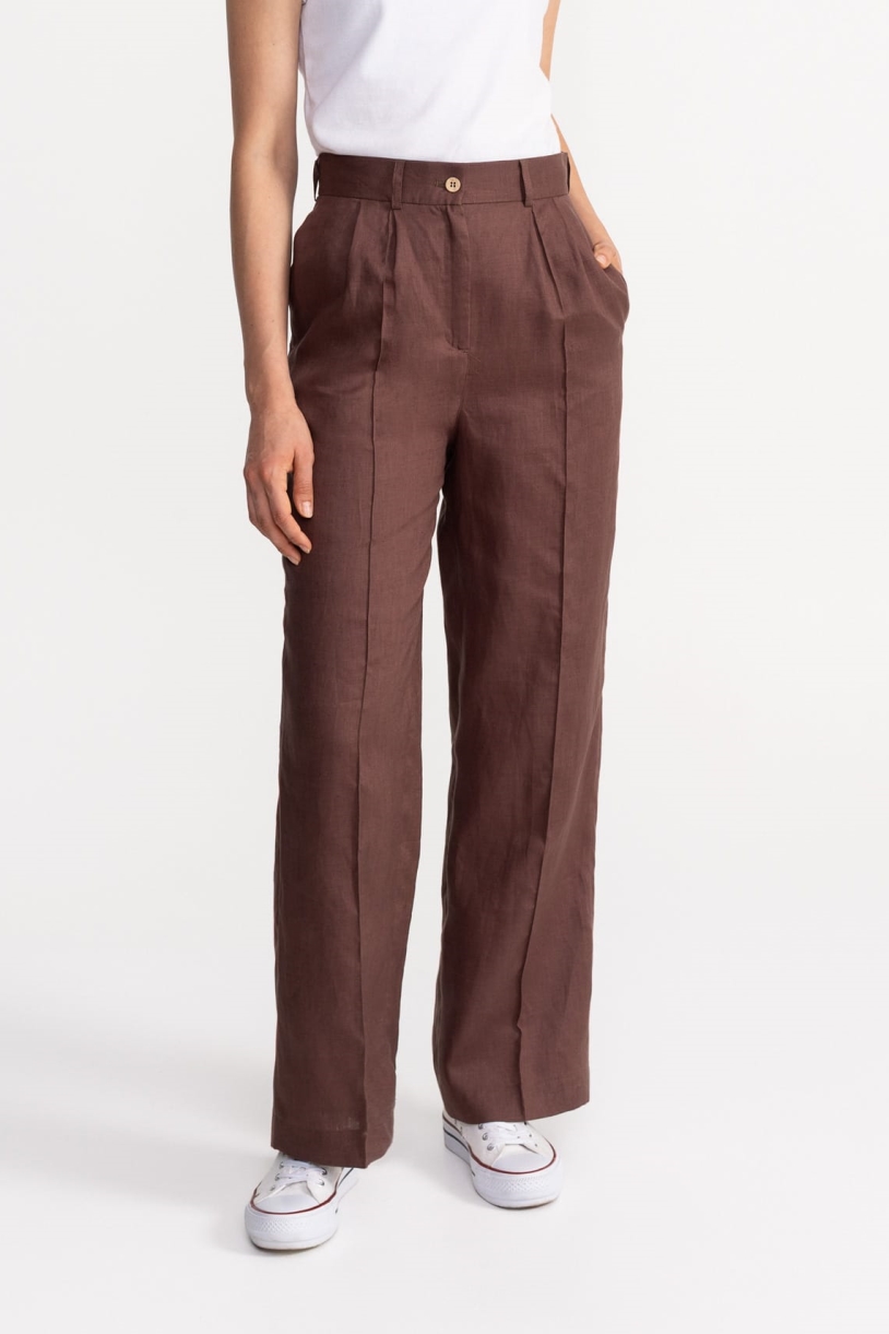 De IONESCU  Broek Figa Linnen Bruin