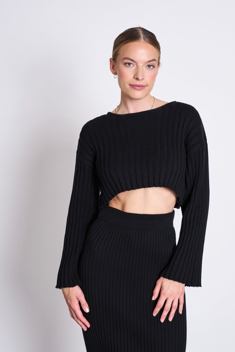 JAN 'N JUNE  Cropped Trui Kames Zwart
