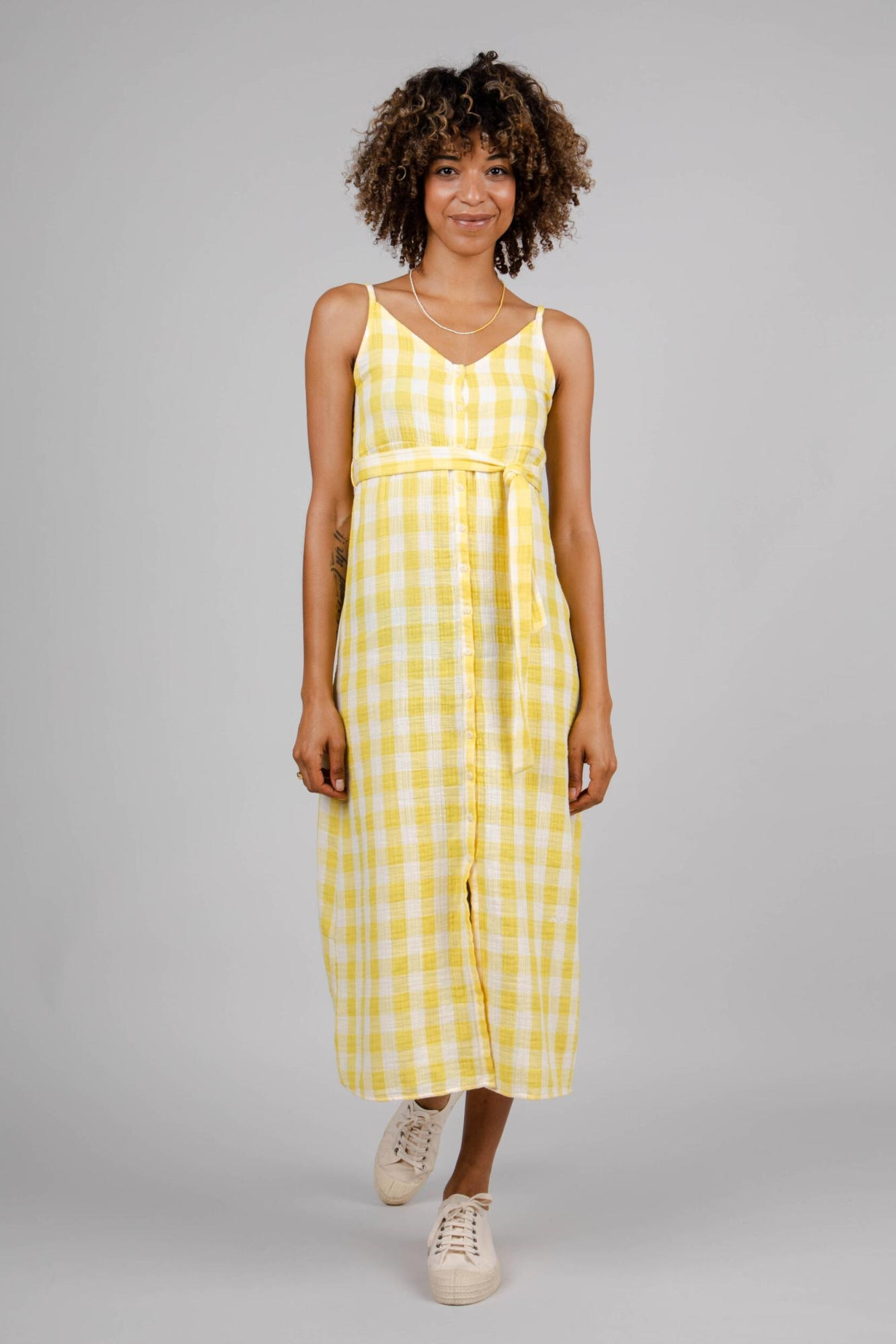 Brava Fabrics  Jurk Lorena Strap Citroengeel