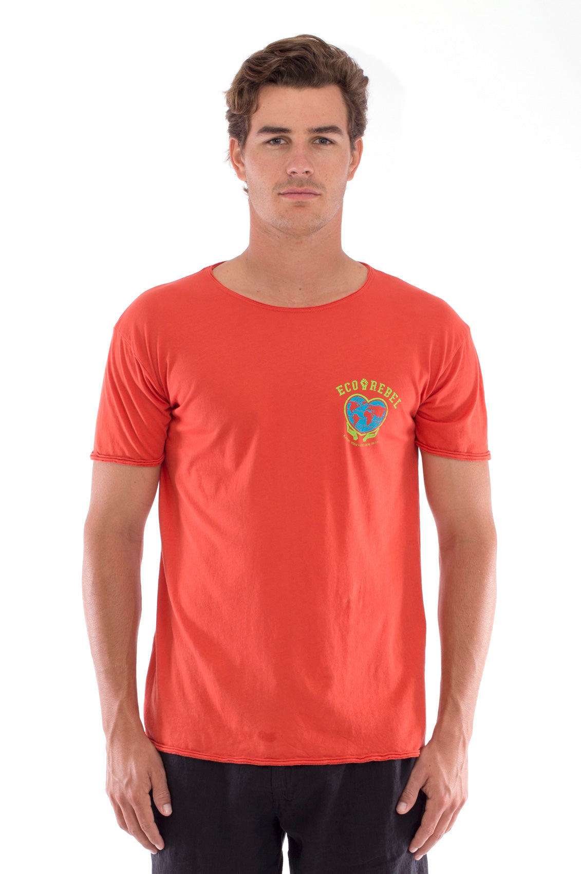 RAVENS VIEW IBIZA mannen vegan T-Shirt Eco Rebel Terracotta Oranje