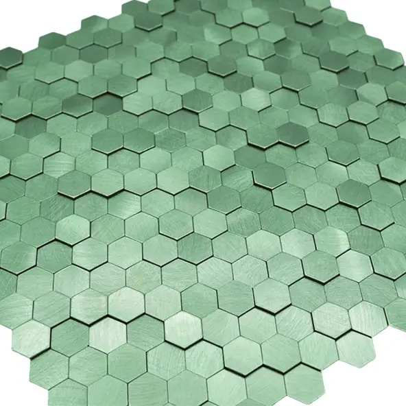 Zelfklevende Mozaïektegels Metaal | Mini Hexagon 3D Pastelgroen | 29,8×30,7 cm | Keuken, Bad & WC