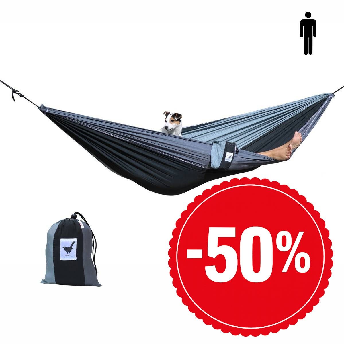 SINGLE 1 persoons (reis)hangmat Shades of grey