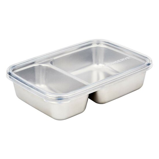 U.Konserve divided rectangle container with silicone lid, container met twee vakken - 825mL