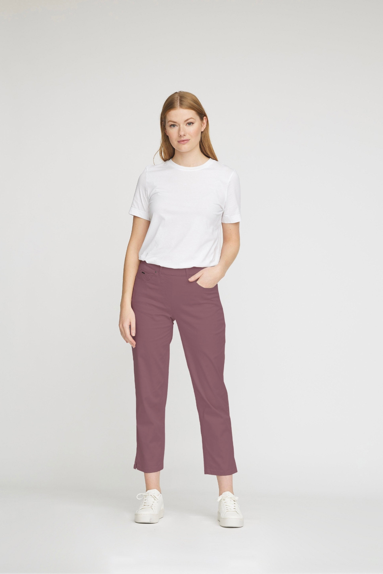 LAURIE  Broek Hannah Regular Crop Faded Grape