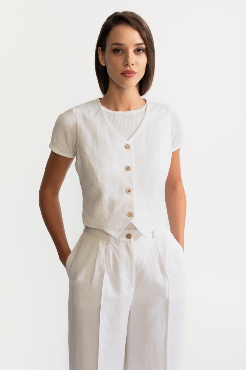 De IONESCU  Gilet Figa Linnen Wit
