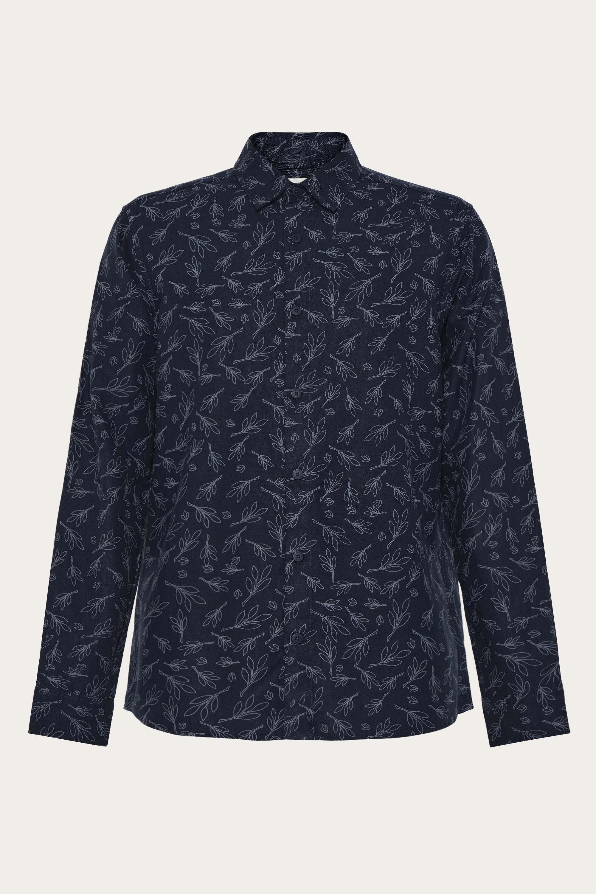 KnowledgeCotton Apparel mannen vegan Shirt Sos Bedrukt Blauw