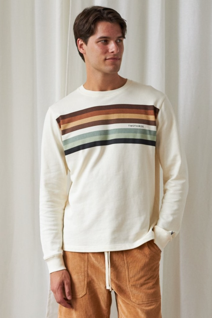 TWOTHIRDS mannen vegan Sweatshirt Mouli Ecru Strepen