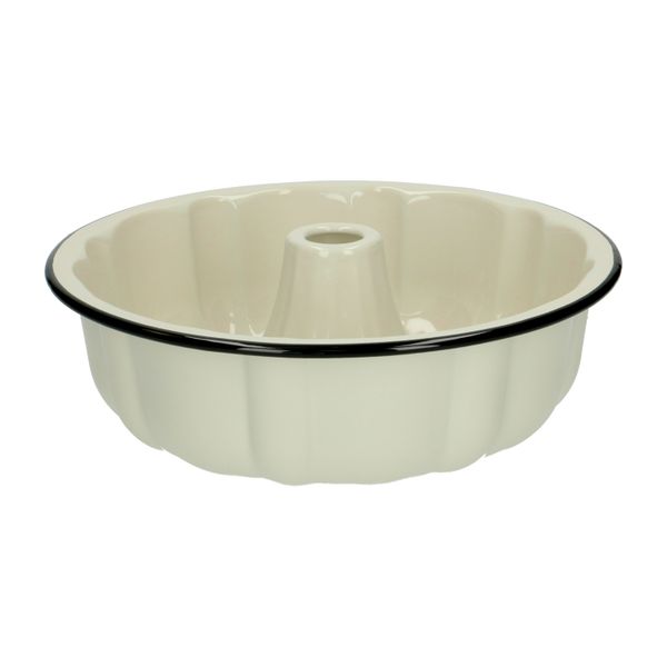 Tulbandvorm, emaille, zwart/wit, Ø 25 cm