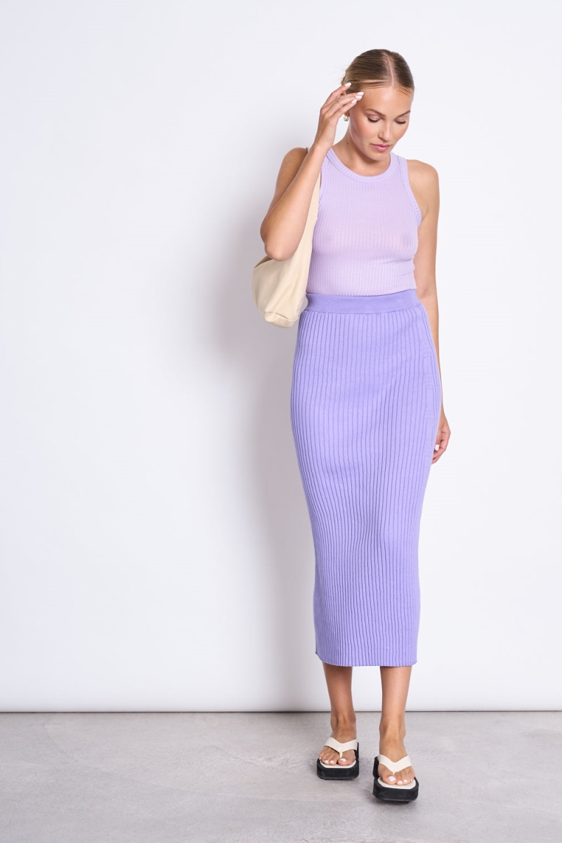 JAN 'N JUNE  Midi Gebreide Rok Ebba Lila