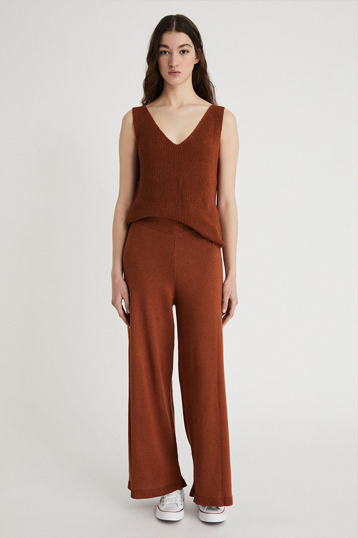 Infinitdenim  Broek Gebreid Terracotta