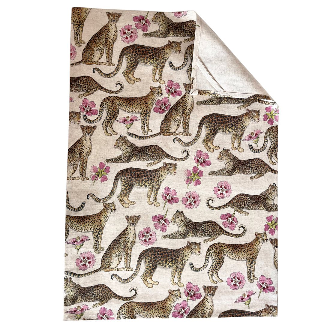 Floral Tea Towel Hemp - Leopards
