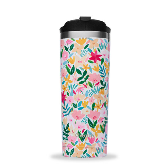 Qwetch RVS thermosbeker 470ml - Travel Mug Flora Rose