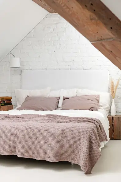 AmourLinen  Linnen Wafelbedsprei Rosy Brown